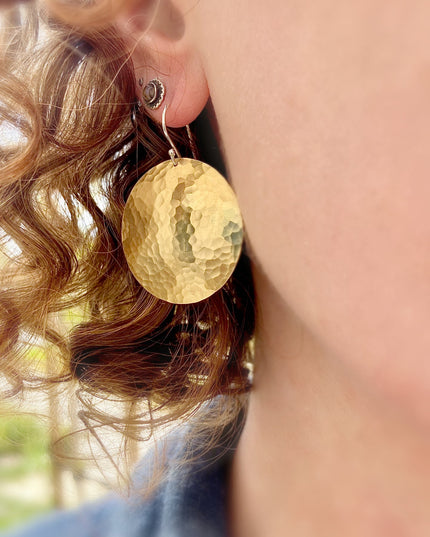 Full Moon Earrings in Brass | Moon Phase Earrings