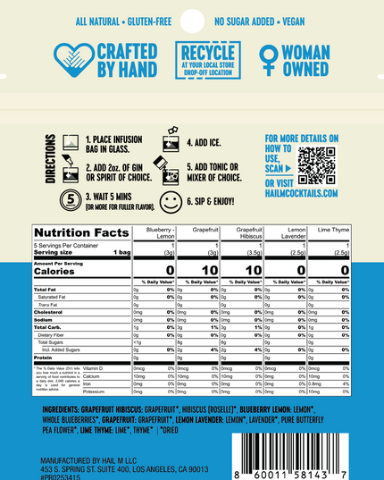 Gin & Tonic Infusion Kit – Sugar Free - Travel Cocktail Tea Bags