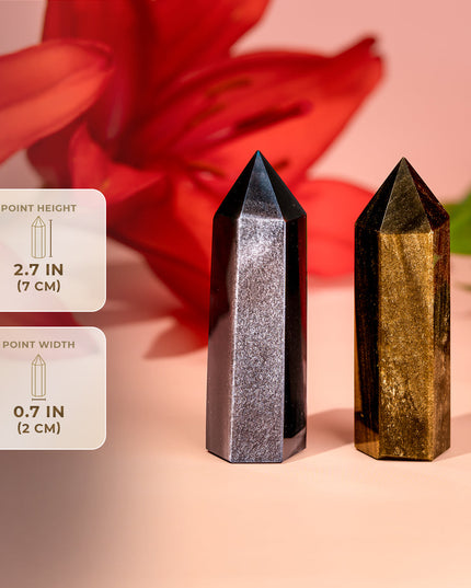 The Upper Hand – Gold & Silver Sheen Obsidian Points
