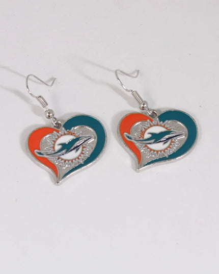 Football Team Logo Heart Earrings –  Game Day Accessories & Gift for Sports Fan