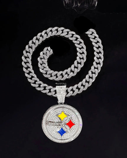 Sports Customized LOGO Pendant Necklace with Iced Out Cuban Chains for Football Fans Birthday Gifts