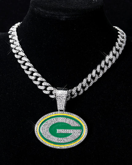 Sports Customized LOGO Pendant Necklace with Iced Out Cuban Chains for Football Fans Birthday Gifts