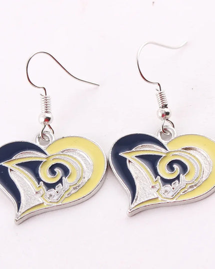 Football Team Logo Heart Earrings –  Game Day Accessories & Gift for Sports Fan
