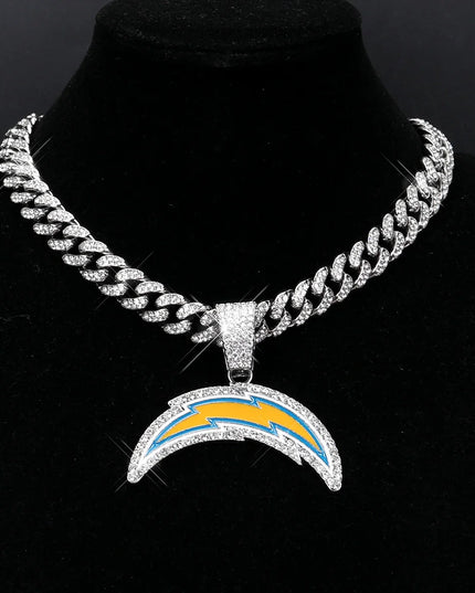 Sports Customized LOGO Pendant Necklace with Iced Out Cuban Chains for Football Fans Birthday Gifts