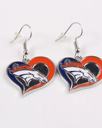 Football Team Logo Heart Earrings –  Game Day Accessories & Gift for Sports Fan