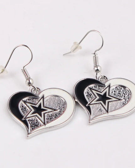 Football Team Logo Heart Earrings –  Game Day Accessories & Gift for Sports Fan