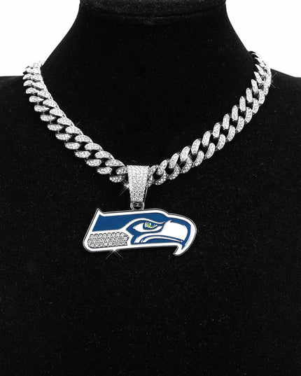 Sports Customized LOGO Pendant Necklace with Iced Out Cuban Chains for Football Fans Birthday Gifts