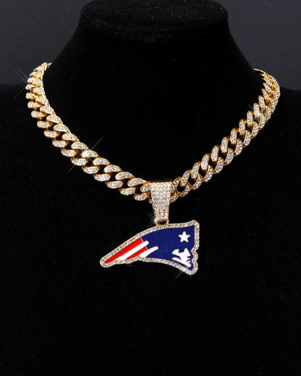 Sports Customized LOGO Pendant Necklace with Iced Out Cuban Chains for Football Fans Birthday Gifts