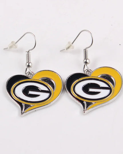 Football Team Logo Heart Earrings –  Game Day Accessories & Gift for Sports Fan