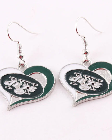 Football Team Logo Heart Earrings –  Game Day Accessories & Gift for Sports Fan