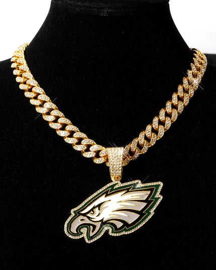 Sports Customized LOGO Pendant Necklace with Iced Out Cuban Chains for Football Fans Birthday Gifts