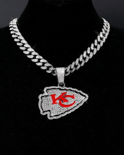 Sports Customized LOGO Pendant Necklace with Iced Out Cuban Chains for Football Fans Birthday Gifts
