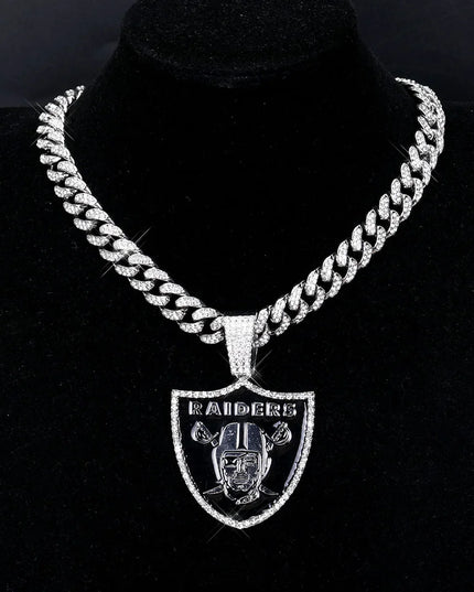 Sports Customized LOGO Pendant Necklace with Iced Out Cuban Chains for Football Fans Birthday Gifts