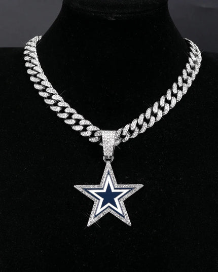 Sports Customized LOGO Pendant Necklace with Iced Out Cuban Chains for Football Fans Birthday Gifts