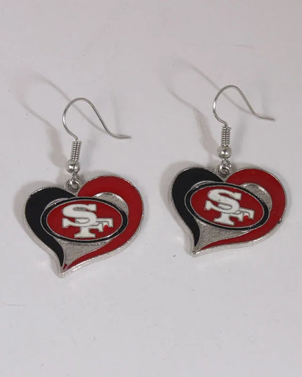 Football Team Logo Heart Earrings –  Game Day Accessories & Gift for Sports Fan