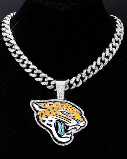 Sports Customized LOGO Pendant Necklace with Iced Out Cuban Chains for Football Fans Birthday Gifts
