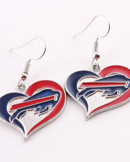 Football Team Logo Heart Earrings –  Game Day Accessories & Gift for Sports Fan