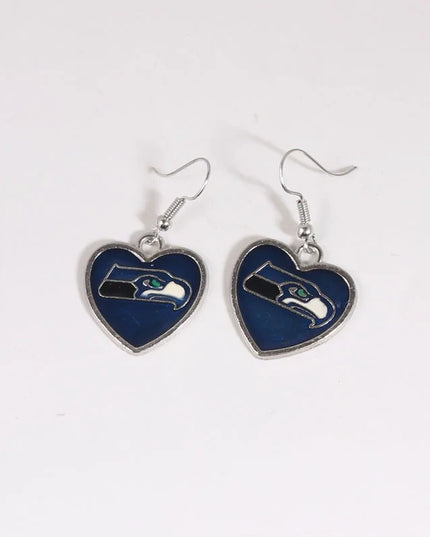 Football Team Logo Heart Earrings –  Game Day Accessories & Gift for Sports Fan