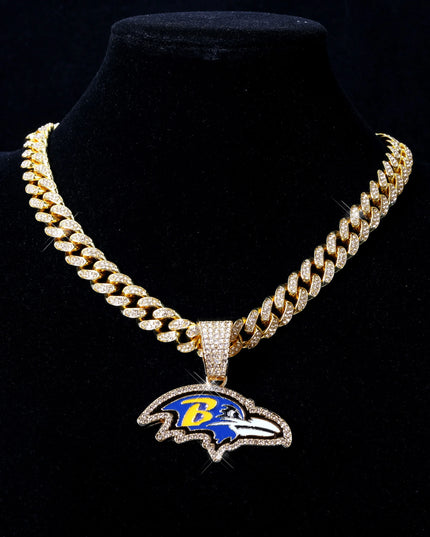 Sports Customized LOGO Pendant Necklace with Iced Out Cuban Chains for Football Fans Birthday Gifts