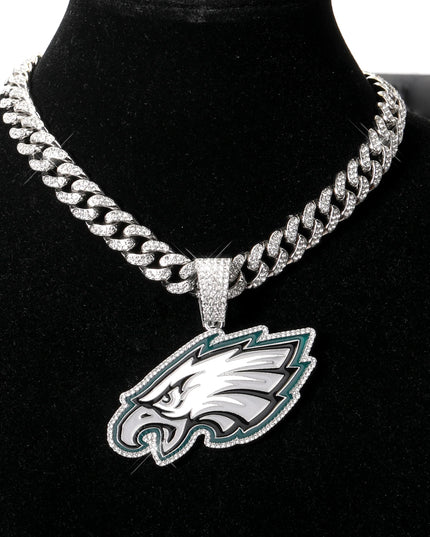 Sports Customized LOGO Pendant Necklace with Iced Out Cuban Chains for Football Fans Birthday Gifts