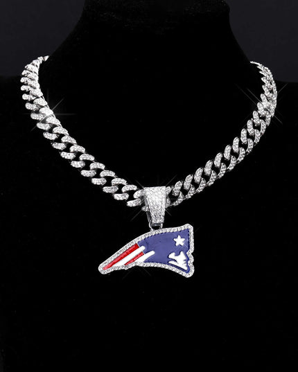 Sports Customized LOGO Pendant Necklace with Iced Out Cuban Chains for Football Fans Birthday Gifts