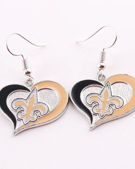Football Team Logo Heart Earrings –  Game Day Accessories & Gift for Sports Fan