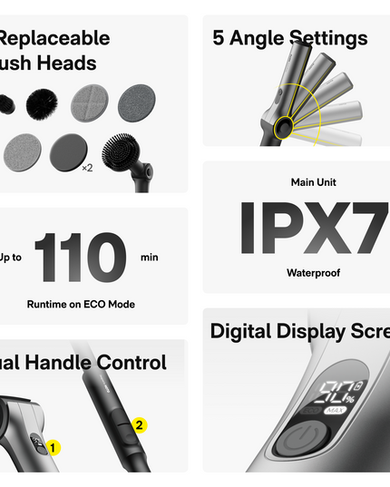 HOTO Flexi™ Cordless Spin Scrubber