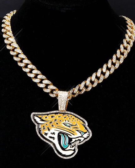 Sports Customized LOGO Pendant Necklace with Iced Out Cuban Chains for Football Fans Birthday Gifts