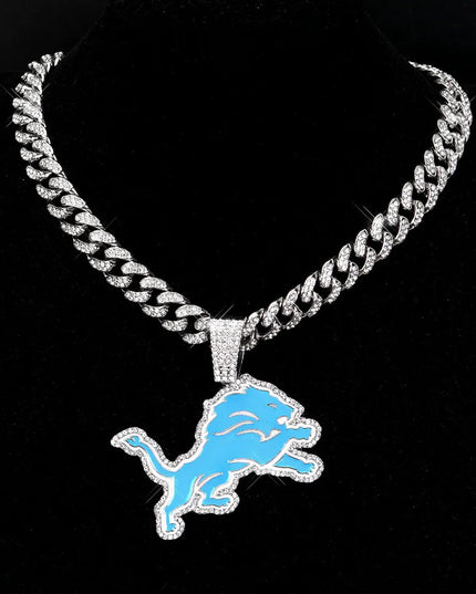 Sports Customized LOGO Pendant Necklace with Iced Out Cuban Chains for Football Fans Birthday Gifts