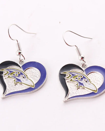 Football Team Logo Heart Earrings –  Game Day Accessories & Gift for Sports Fan