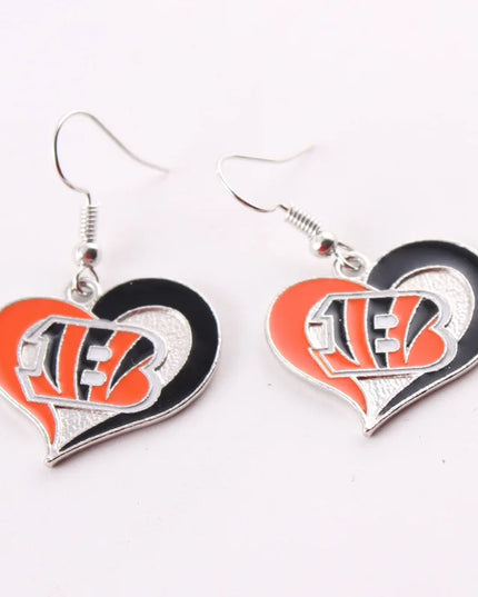 Football Team Logo Heart Earrings –  Game Day Accessories & Gift for Sports Fan
