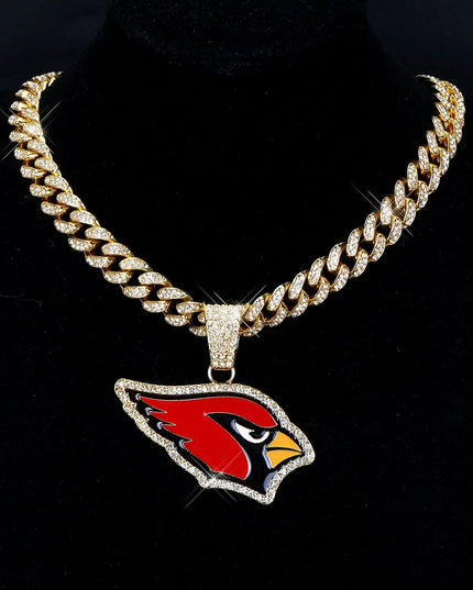 Sports Customized LOGO Pendant Necklace with Iced Out Cuban Chains for Football Fans Birthday Gifts