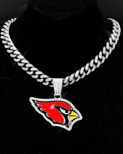 Sports Customized LOGO Pendant Necklace with Iced Out Cuban Chains for Football Fans Birthday Gifts