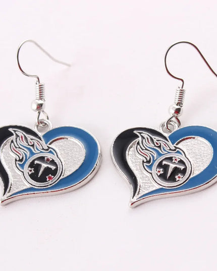 Football Team Logo Heart Earrings –  Game Day Accessories & Gift for Sports Fan