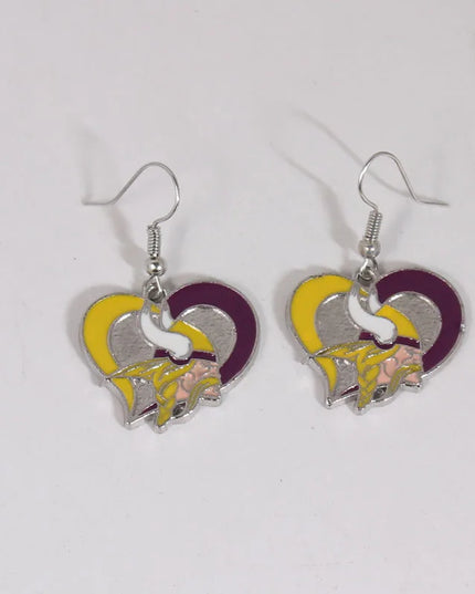Football Team Logo Heart Earrings –  Game Day Accessories & Gift for Sports Fan