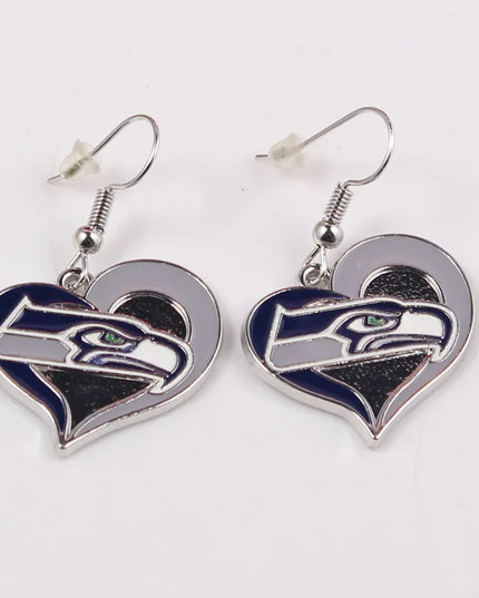 Football Team Logo Heart Earrings –  Game Day Accessories & Gift for Sports Fan