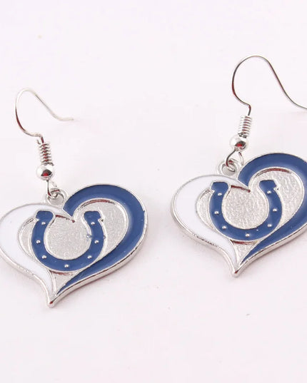 Football Team Logo Heart Earrings –  Game Day Accessories & Gift for Sports Fan