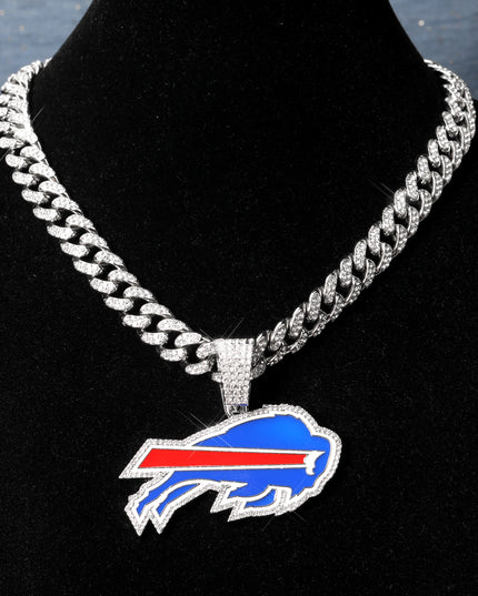 Sports Customized LOGO Pendant Necklace with Iced Out Cuban Chains for Football Fans Birthday Gifts