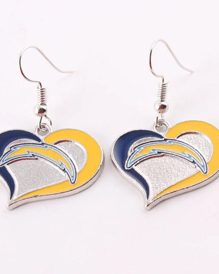 Football Team Logo Heart Earrings –  Game Day Accessories & Gift for Sports Fan
