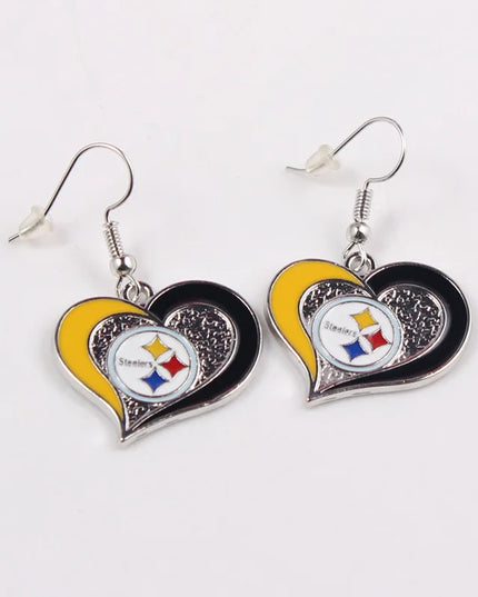 Football Team Logo Heart Earrings –  Game Day Accessories & Gift for Sports Fan