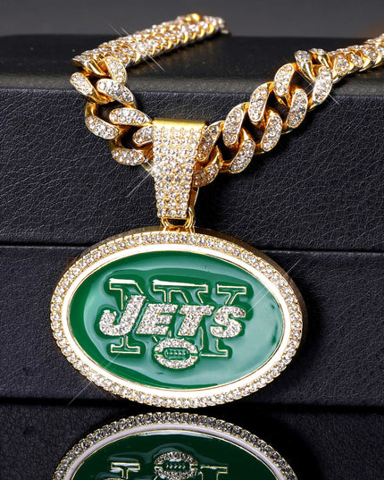 Sports Customized LOGO Pendant Necklace with Iced Out Cuban Chains for Football Fans Birthday Gifts