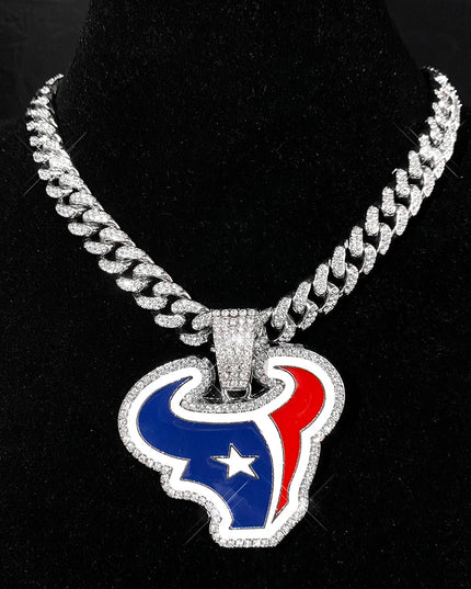 Sports Customized LOGO Pendant Necklace with Iced Out Cuban Chains for Football Fans Birthday Gifts