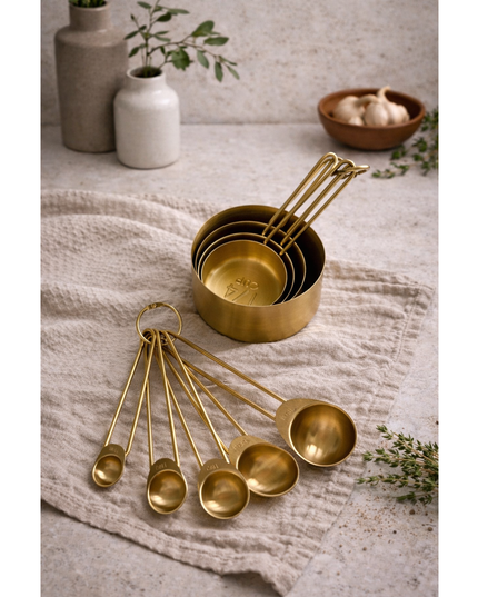 Solid Gold Measuring Cups & Spoons, Set of 9