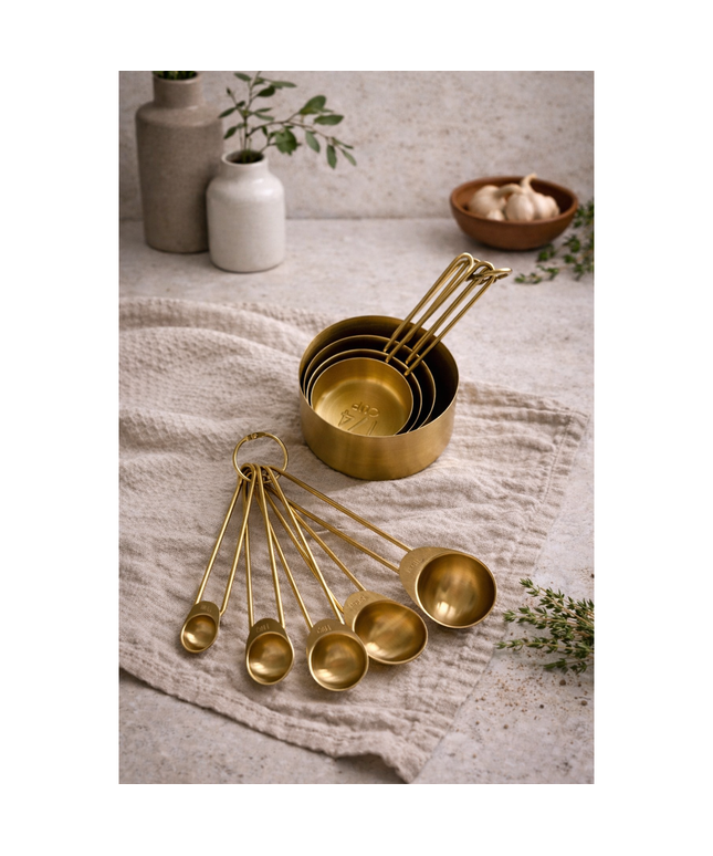 Solid Gold Measuring Cups & Spoons, Set of 9