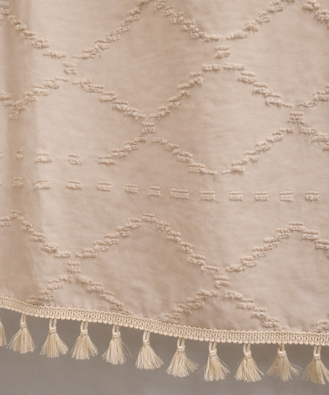 Beige Tufted Shower Curtain