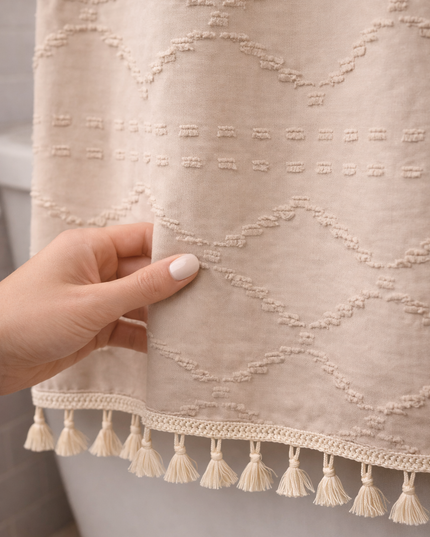 Beige Tufted Shower Curtain