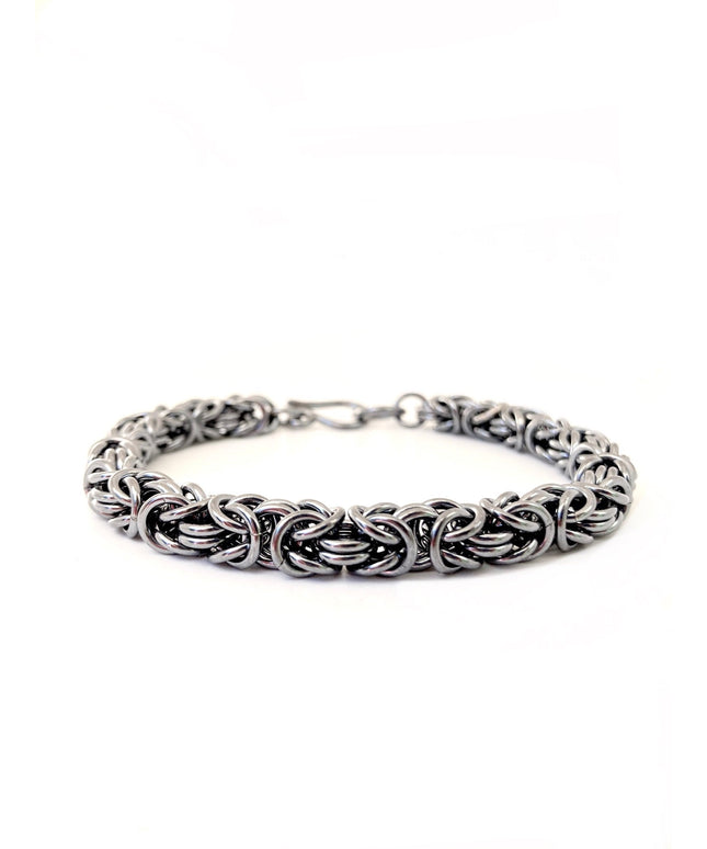 Chunky Byzantine Chainmaille Bracelet in Oxidized Sterling Silver