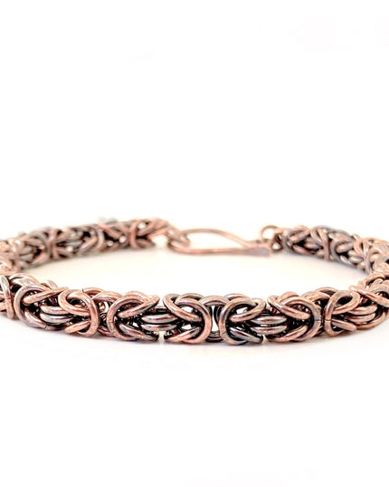 Chunky Byzantine Chainmaille Bracelet in Oxidized Copper
