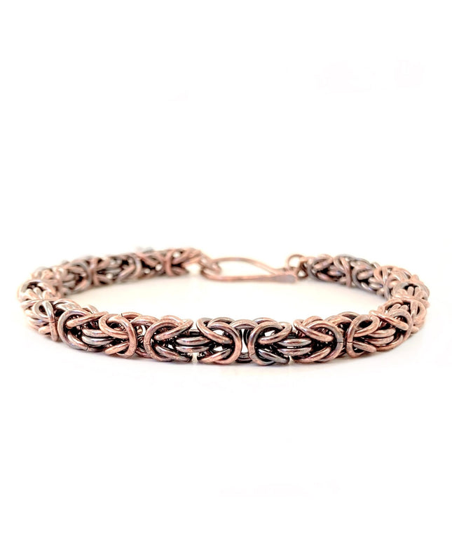 Chunky Byzantine Chainmaille Bracelet in Oxidized Copper
