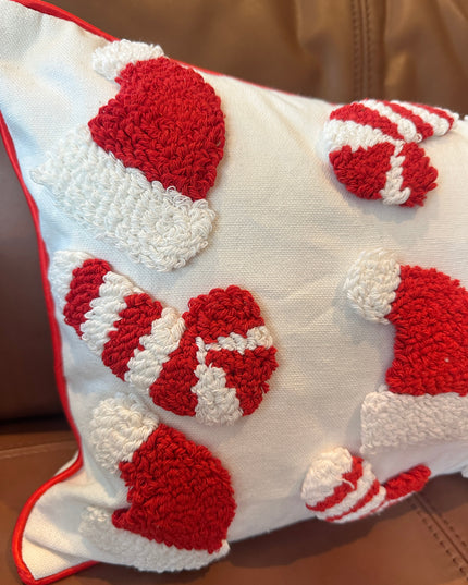 Candy Cane & Santa Hat Lumbar Pillow Cover